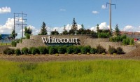 Whitecourt's entrance sign on Highway 43