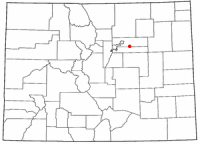 Location of Strasburg, Colorado