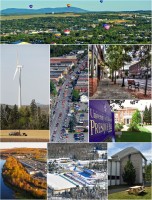Clockwise, from top:  Crown of Maine Balloon Fest in Presque Isle, Downtown, University of Maine at Presque Isle, Aroostook Band of Micmac headquarters and museum, Nordic Heritage Center, Aroostook Centre Mall, UMPI windmill, Main Street