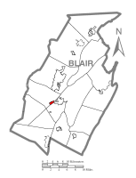 Location of Duncansville in Blair County